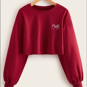 Burgundy Cropped Sweatshirt